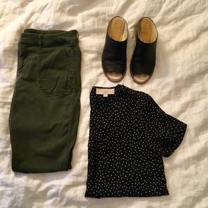 Olive Pixi chino crop pant